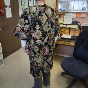 Handcrafted 1950s 3/4 sleev brocade coat